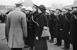 His Majesty King George VI and Queen Elizabeth meet members of the emergency