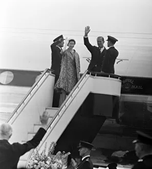 Her Majesty The Queen and The Duke of Edinburgh leave London Airport in a Comet IV for