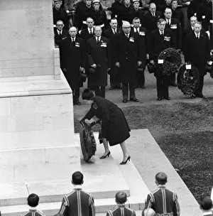 Government Prints: Her Majesty Queen Elizabeth II lays a wreath on the Cenotaph in Whitehall during