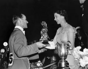 Monarchy Prints: Her Majesty Queen Elizabeth II presenting the King George V Cup to Mr. W. C