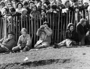 Her Majesty Queen Elizabeth II taking a picture at the Badminton Horse Trials