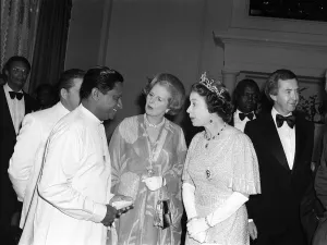 African Prints: Her Majesty The Queen in Zambia August 1979 Margaret Thatcher with Queen Elizabeth