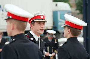 Stockton Prints: Major Andrew Milne inspects members of the Sea Cadets at the TS Kellington on the Tees