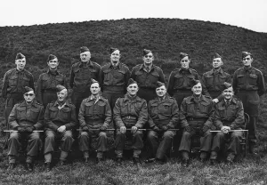 Major Robert S. Palmer (centre) with officers of the 6th Mumbles Company of Glamorgan H. G