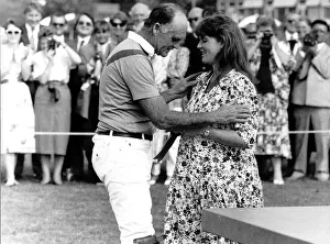 00046 Prints: Major Ronald Ferguson with his pregnant daughter Sarah at windsor Polo club