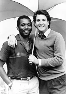 Malcolm Marshall left and Mark Nicholas right Hampsire Cricket players team mates