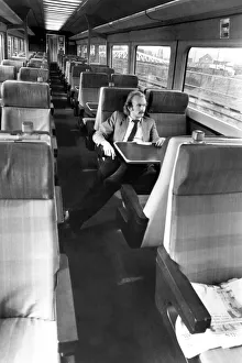 00359 Prints: One man in a carriage travelling into Newcastle on the East Coast Main line train on 1st
