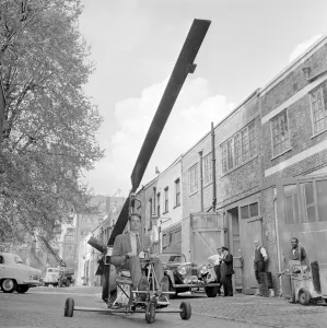 Invention Prints: A man prepares his home made autogyro (Gyro copter) for flight Circa 1962