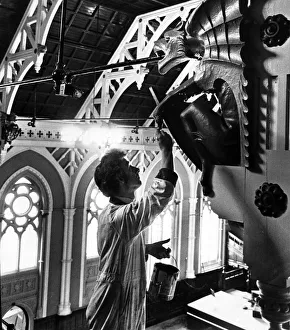00920 Prints: A man at work in Middlesbrough Town Hall. 15th August 1979