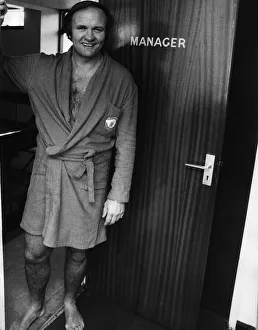 Dressing Gown Prints: Manager Ron Atkinson Manchester United manager seen here in his dressing gown by office
