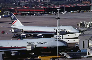 Manchester Airport 1989 British Airways aeroplanes in airport