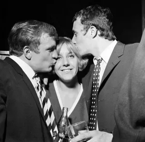 Manchester City football team celebrate in a Manchester club after winning the 1968