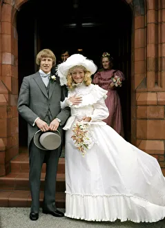 Manchester City footballer Colin Bell with his bride Marie Holmes after their wedding