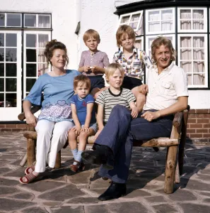 Footballer Prints: Manchester City footballer Denis Law pictured at home with his wife