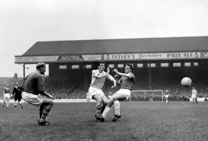Core61 Prints: Manchester City goalkeeper Bert Trautmann after making a save from Manchester United