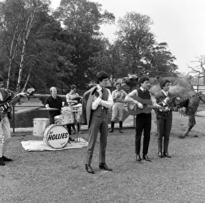 00631 Prints: Manchester pop group The Hollies pictured performing at Chessington Zoo in front of