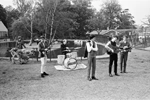 00631 Prints: Manchester pop group The Hollies pictured performing at Chessington Zoo in front of