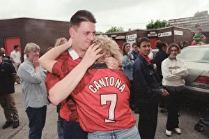 Departure Prints: Manchester United fans mourn the departure of Eric Cantona. 13th August 1998