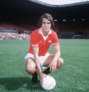 Admiral Prints: Manchester United football player Joe Jordan poses at Old Trafford pre-season