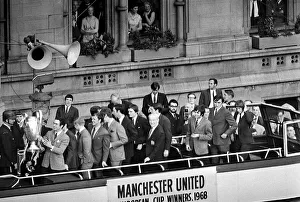 Manchester United Football Team return after winning the European Cup - Team