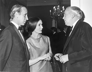 Manchester United footballer Bobby Charlton with his wife Norma talking to Prime Minister