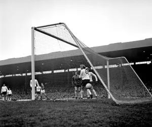 Manchester United footballer George Best scores his sides first goal in the 2-1 League