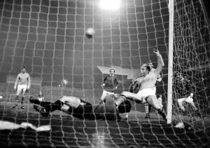 Manchester United forwards Denis Law and George Best cause confusion in the Manchester