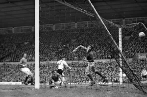 Manchester United goalkeeper Alex Stepney fails to stop a Sunderland goal during their