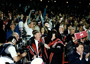 00468 Prints: Manchester United manager Alex Ferguson celebrates with assistant Brian Kidd as his team