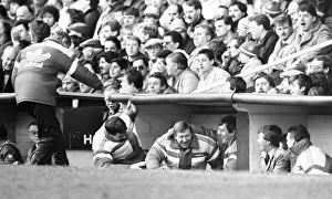 Assistant Prints: Manchester United manager Alex Ferguson celebrates a goal in the dugout with Archie Knox