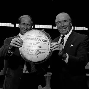 Honours Prints: Manchester United star Bobby Charlton with his manager Sir Matt Busby receiving an award