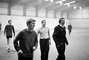 00238 Prints: Manchester United Training Indoors-Dennis Law and Wilf Mcguiness Febuary 1969