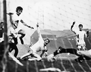 Manchester United v AC Milan European Cup Semi Final. Denis Law celebrates a goal against