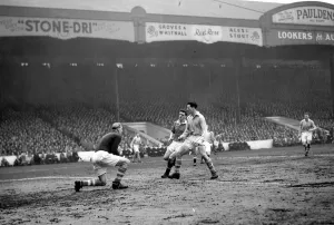 Goalkeeper Prints: Manchester United v Manchester City-City keeper Bert Trautmann collects from United
