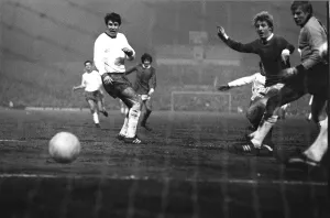 Sporting Legend Prints: Manchester United v Rapid Vienna European Cup February 1969 George Best watches