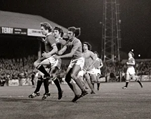 Manchester United v St Etienne - October 1977 players in action during the match