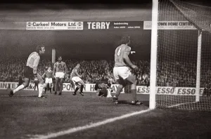 Manchester United v St Etienne - October 1977 players in action during the match