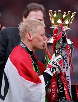 Treble Season Prints: Manchester United v Tottenham Hotspur May 1999 Peter Schmeichel who is due to quit