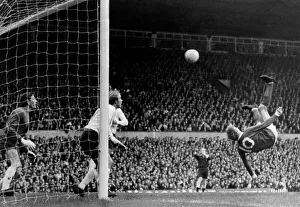 Manchester United v Tottenham Hotspur September 1967 Denis Law sends in an