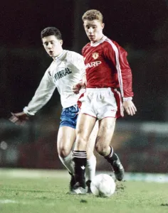 Only Young Men Prints: Manchester United youth team footballer Nicky Butt on the ball