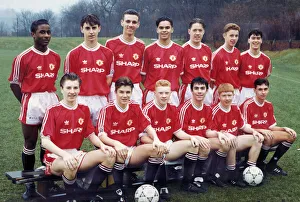 Manchester United youth team pose for a group photograph