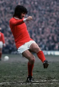 Manchester Uniteds George Best in action against Leeds in the FA Cup semi final