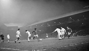 Manchester Uniteds George Best skipping past Real Madrid defenders in the European