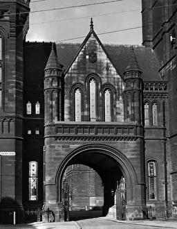 Manchester University showing the Oxford Road entrance, Greater Manchester. May 1951