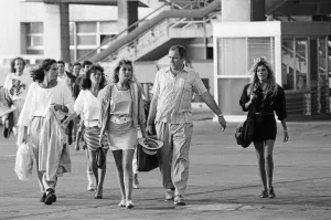 Mandy Smith at Gatwick Airport with her family including mother Patsy Smith