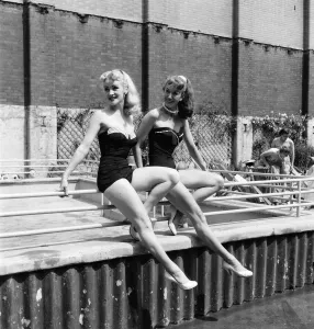 Swimming Prints: The Manhattans, American dancers, Beverley (blonde hair) and Sue