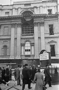 The Mansion House in the City of London damage by incendiary bombs dropped on the city