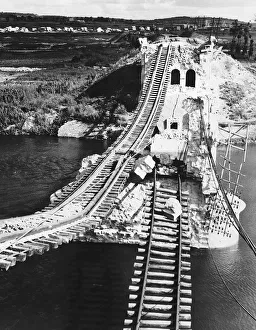 00153 Prints: Manten Rail Bridge across the River Seine destroyed by USaF bombers during WW2 1944