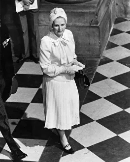 Margaret Thatcher arriving at service at St Johns Smith Square, Westminster
