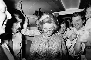 Margaret Thatcher British Prime Minister - December 1984 relaxes at an impromptu